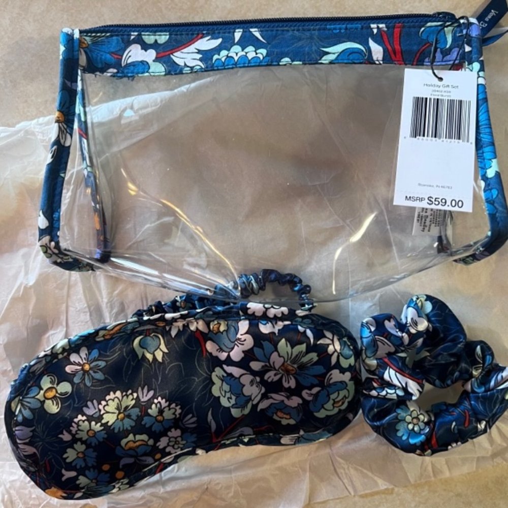 Vera Bradley FLORAL BURSTS 3 pc travel Gift Set NWT